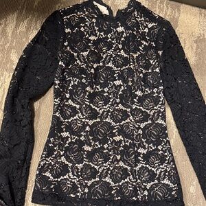 Chic Black Lace Women's Blouse